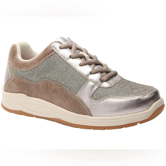 DREW Tuscany Sneaker in Pewter Leather/Glitter Mesh Size 9.5 - Picture 14 of 14